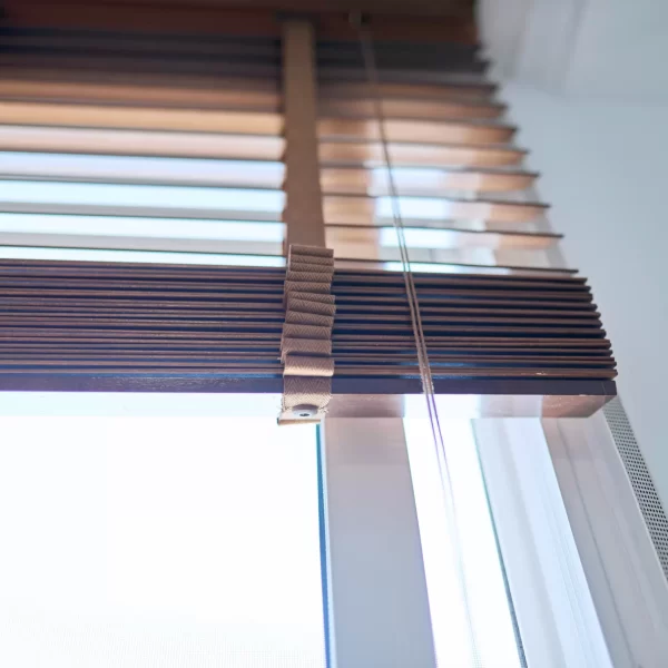 Silos Brown wooden blinds in the interior close up